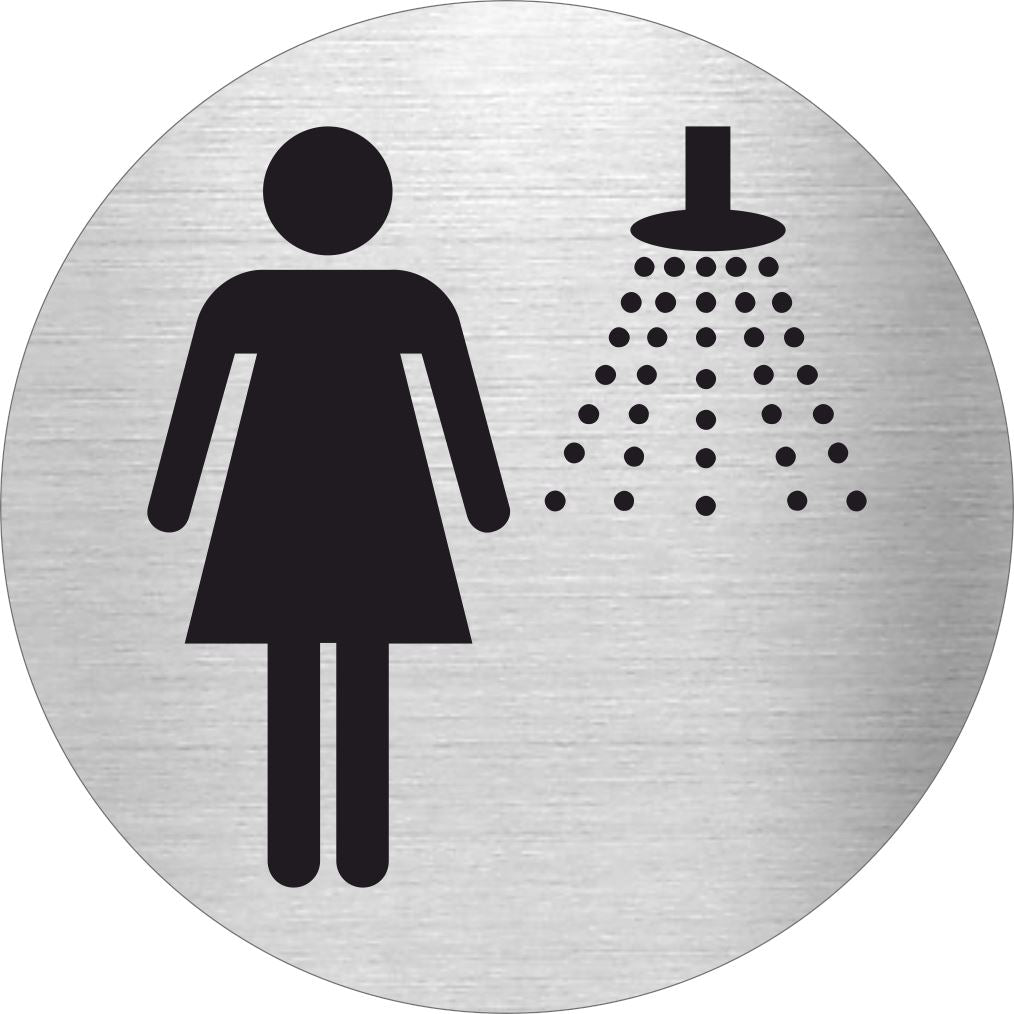 Piktogramme Damen Dusche Edelstahl Piktogramm Damen Dusche www.abstandshalter-online.com/ Ø60mm