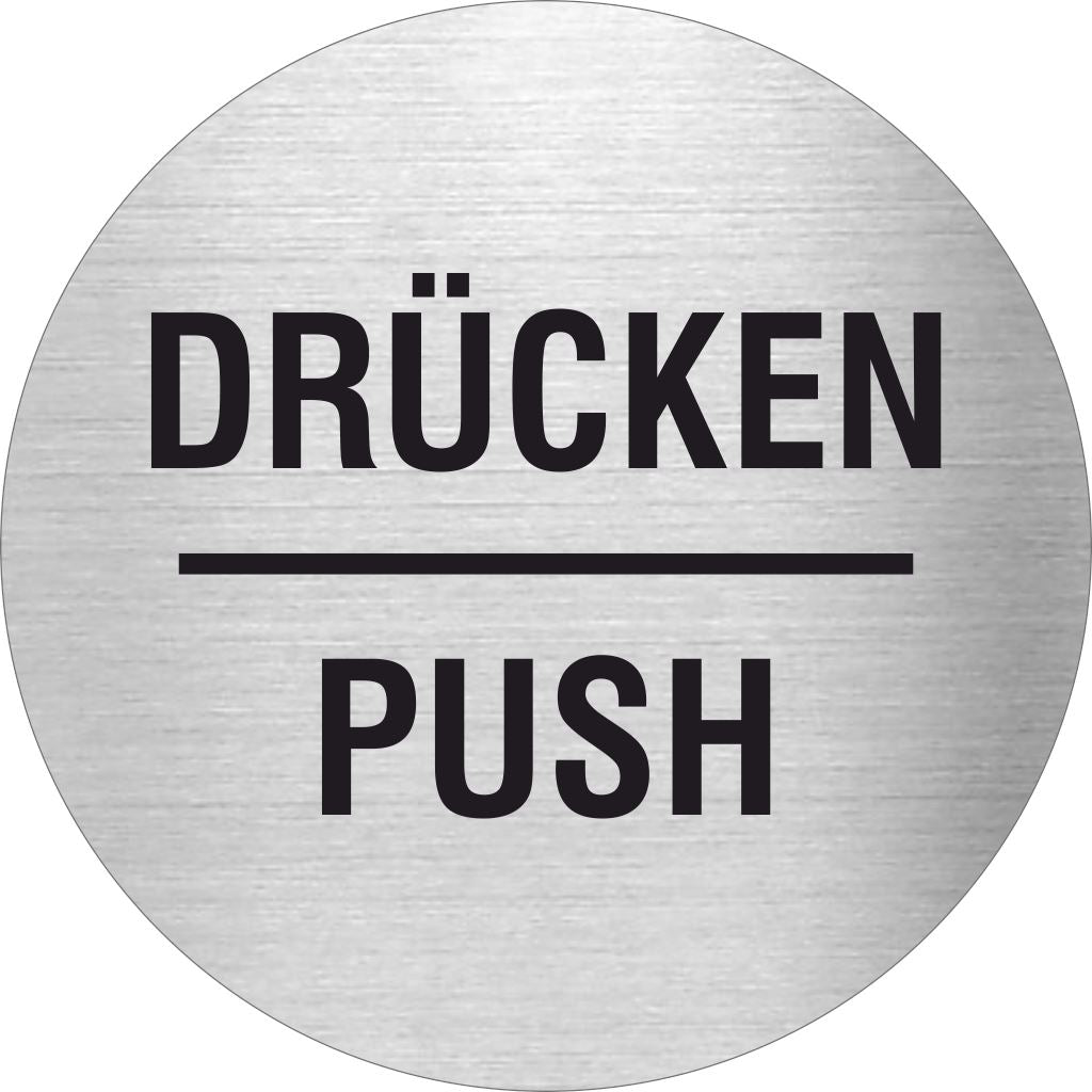 Piktogramm Drücken / Push aus Edelstahl Piktogramm Drücken / Push