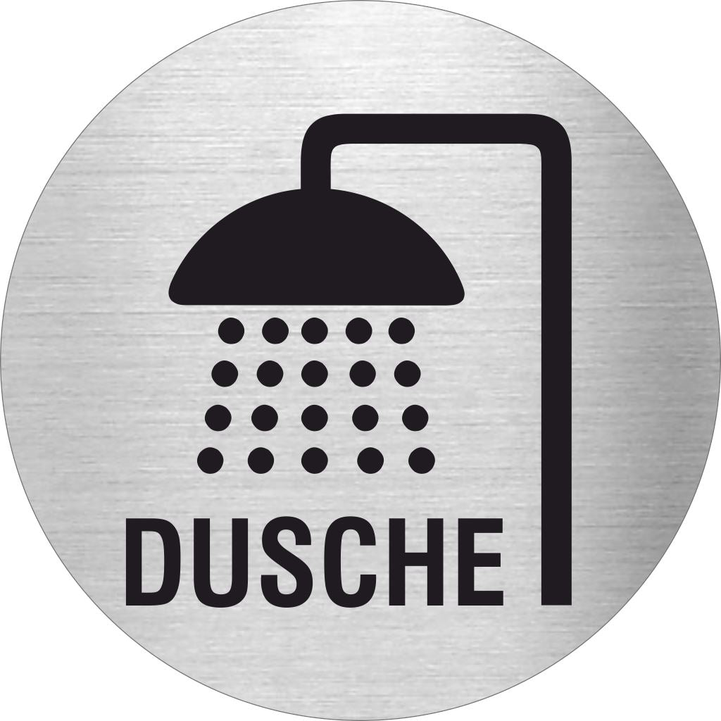 Piktogramme Dusche Pikto/Text Edelstahl Piktogramm Dusche Pikto und Text