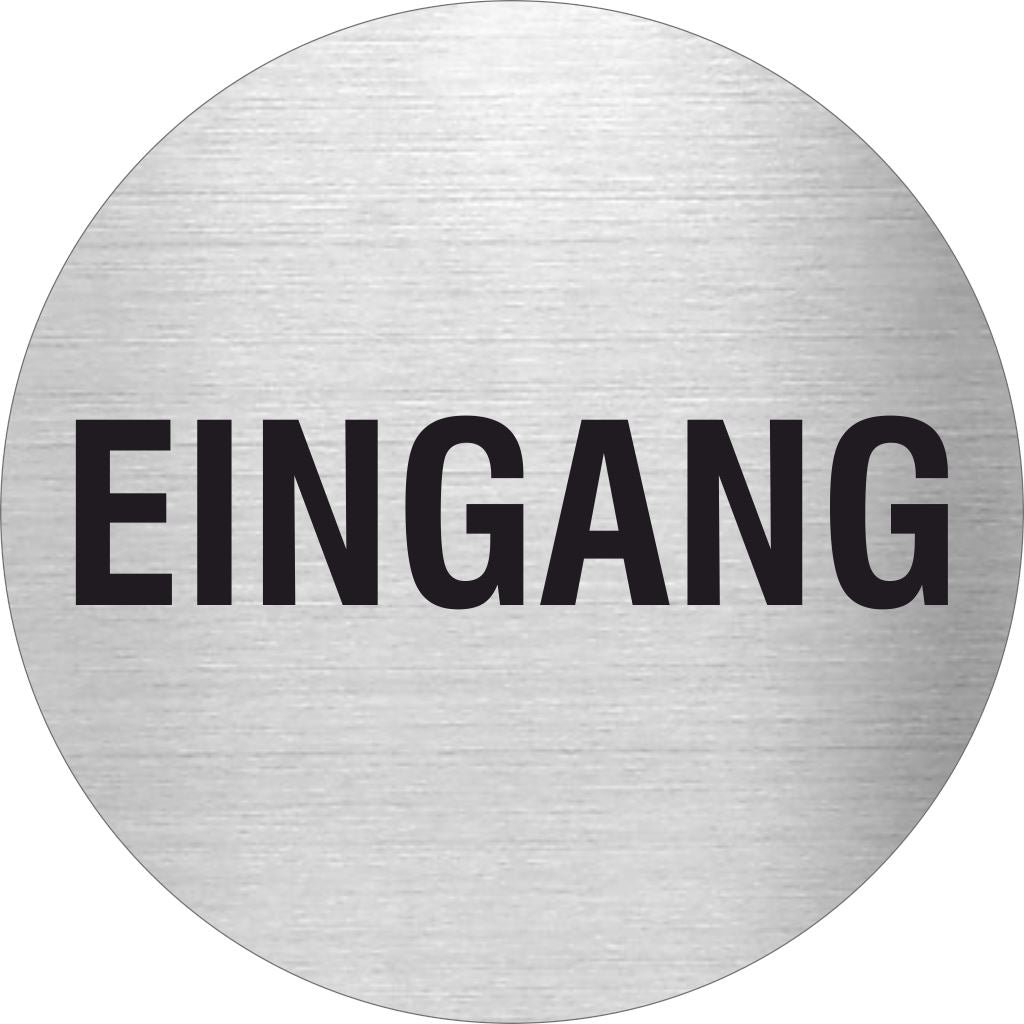 Piktogramm Eingang aus Edelstahl Piktogramm Eingang www.abstandshalter-online.com/ Ø60mm
