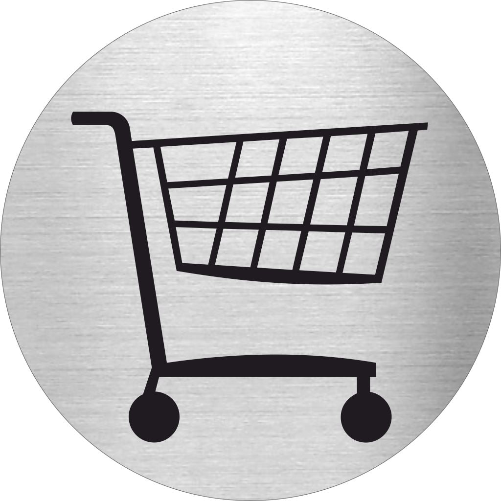 Piktogramm Einkaufswagen aus Edelstahl Piktogramm Einkaufswagen