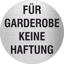 Piktogramm Für Gaderobe keine Haftung aus Edelstahl Piktogramm Für Gaderobe keine Haftung