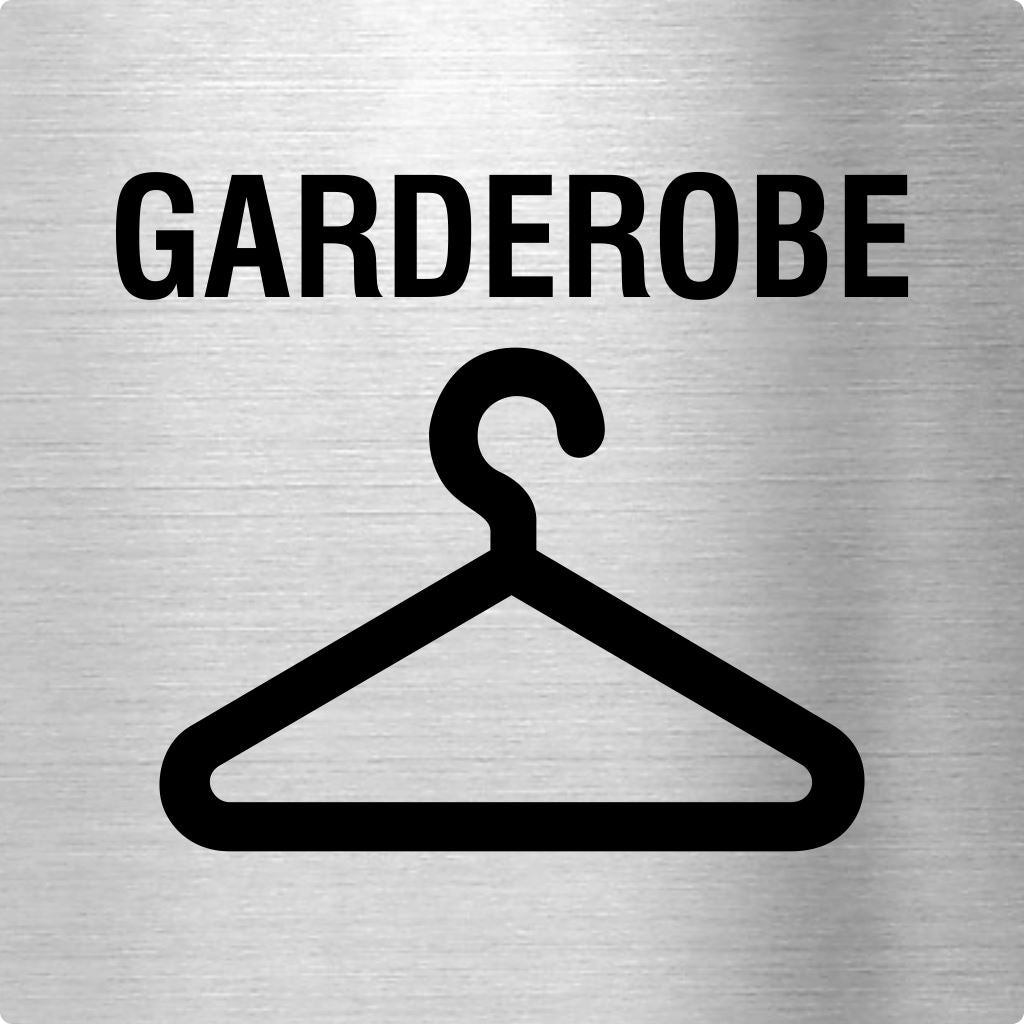 Piktogramm Gaderobe Pikto und Text aus Edelstahl Piktogramm Gaderobe Pikto und Text
