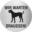 Piktogramm Wir warten draußen 1 aus Edelstahl Piktogramm Wir warten draußen 1