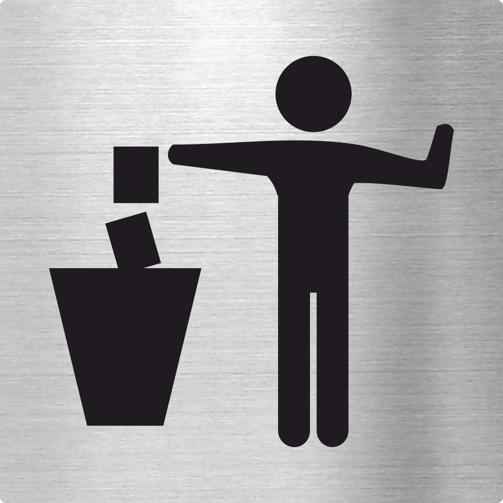 Piktogramm Müll wegwerfen aus Edelstahl Piktogramm Müll wegwerfen
