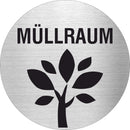 Piktogramm Müllraum aus Edelstahl Piktogramm Müllraum www.abstandshalter-online.com/ Ø60mm