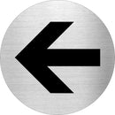 Piktogramm Pfeil links aus Edelstahl Piktogramm Pfeil links www.abstandshalter-online.com/ Ø60mm