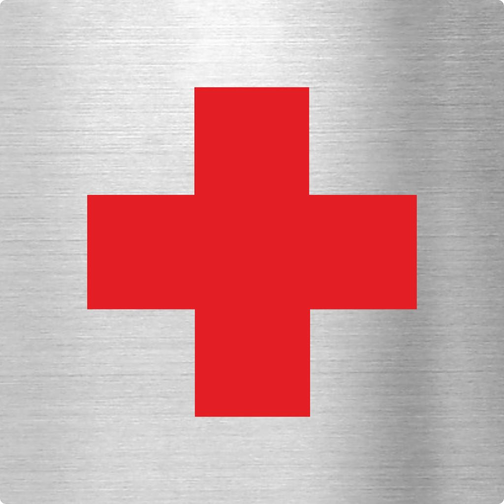Piktogramm Rot Kreuz aus Edelstahl Piktogramm Rot Kreuz www.abstandshalter-online.com/ 70x70mm