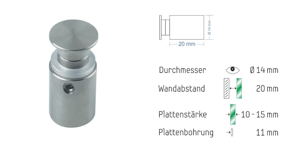 Abstandshalter Drage mit Inbus Klemmbereich 10-15mm 13