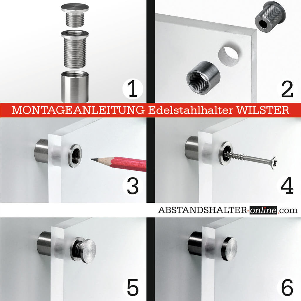 20 Stück Abstandshalter Edelstahl 12x25mm - Für Schilder, Spiegel Und Displays