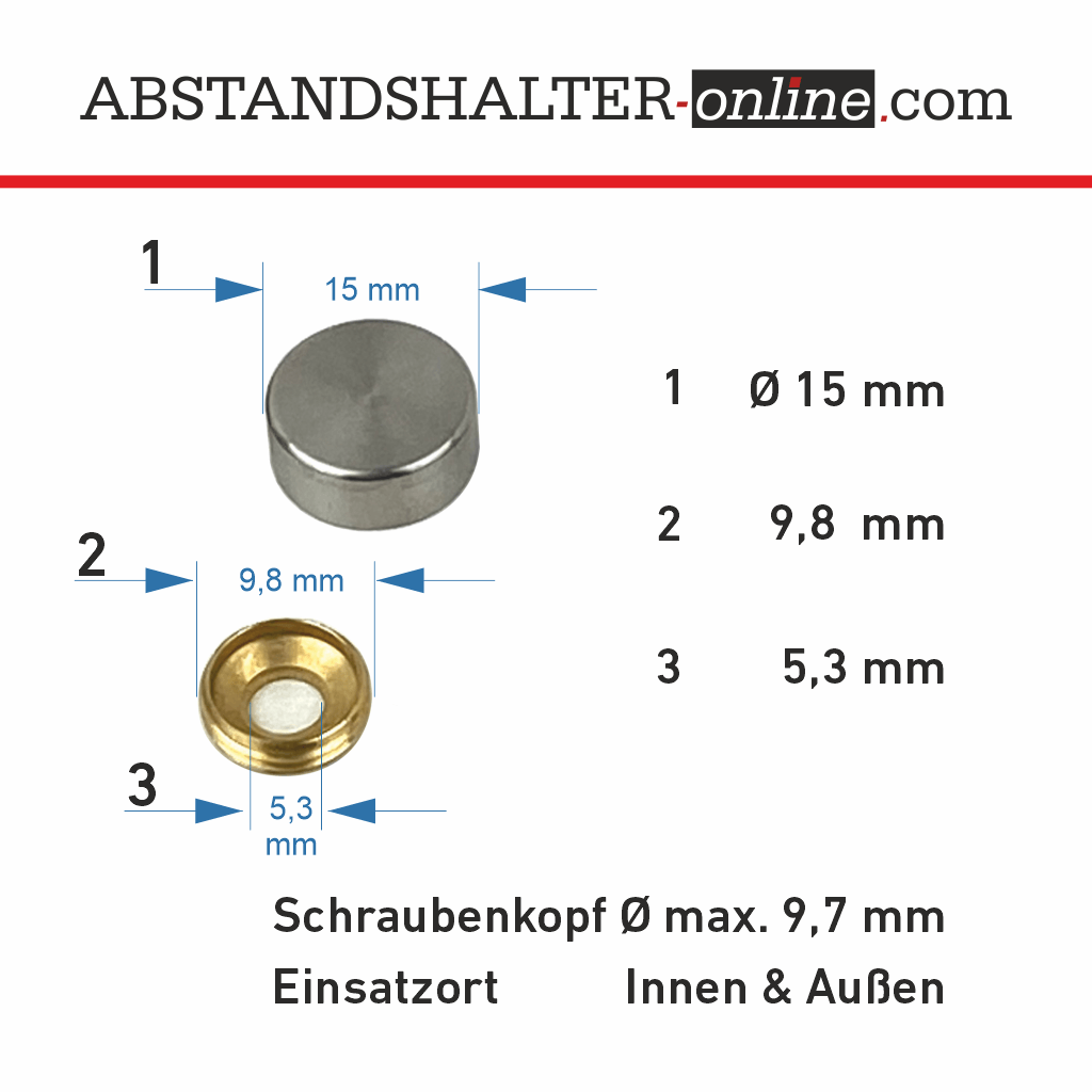 Schraubenkappen Gettorf V2A Edelstahl 17