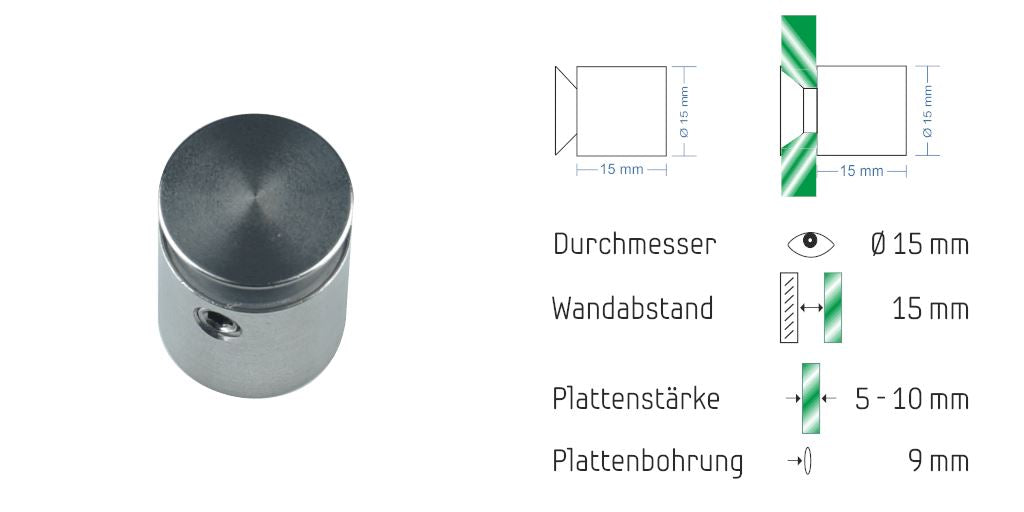 Abstandshalter mit Madenschraube - Ø 15Uelsby 2