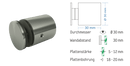 Abstandshalter mit Madenschraube - Ø 30 mm WA: 20 / 30 / 40mm aus Edelstahl - Ziehten