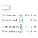 Abstandshalter mit Madenschraube - Ø 10 mm - WA: 15 mm aus Edelstahl - Lieth Abstandshalter L