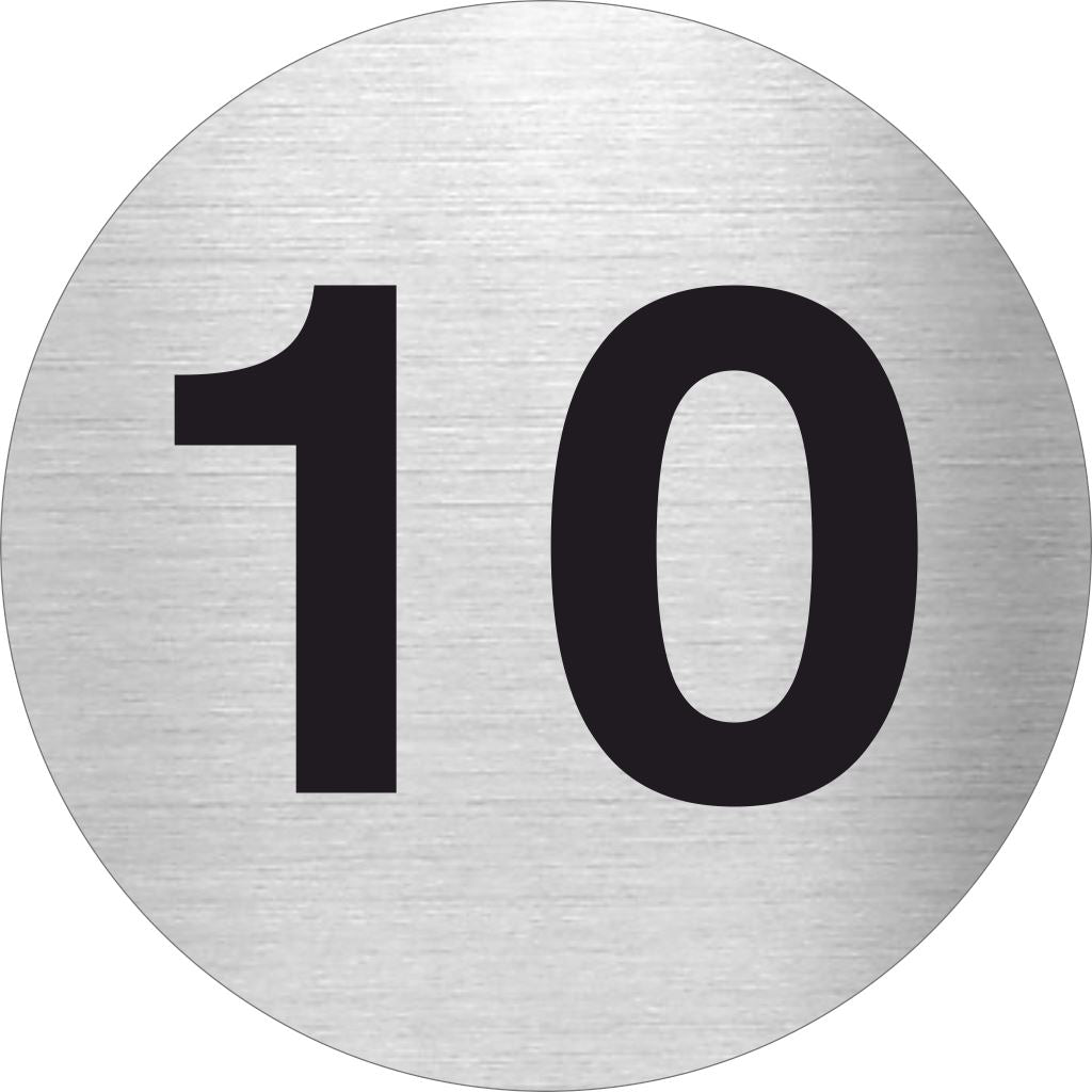 Piktogramm Zahl 10 aus Edelstahl Piktogramm Zahl 10 www.abstandshalter-online.com/ Ø60mm