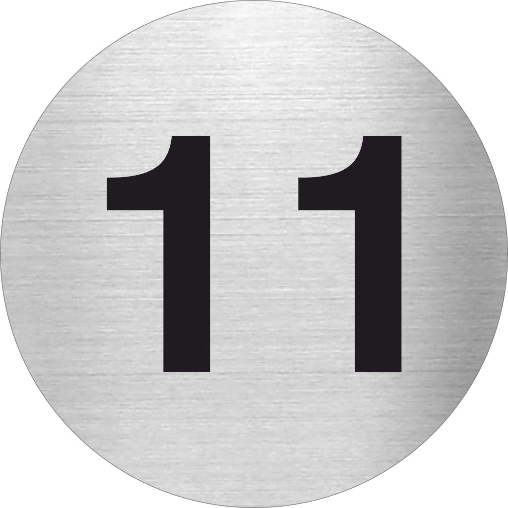 Piktogramm Zahl 11 aus Edelstahl Piktogramm Zahl 11 www.abstandshalter-online.com/ Ø60mm