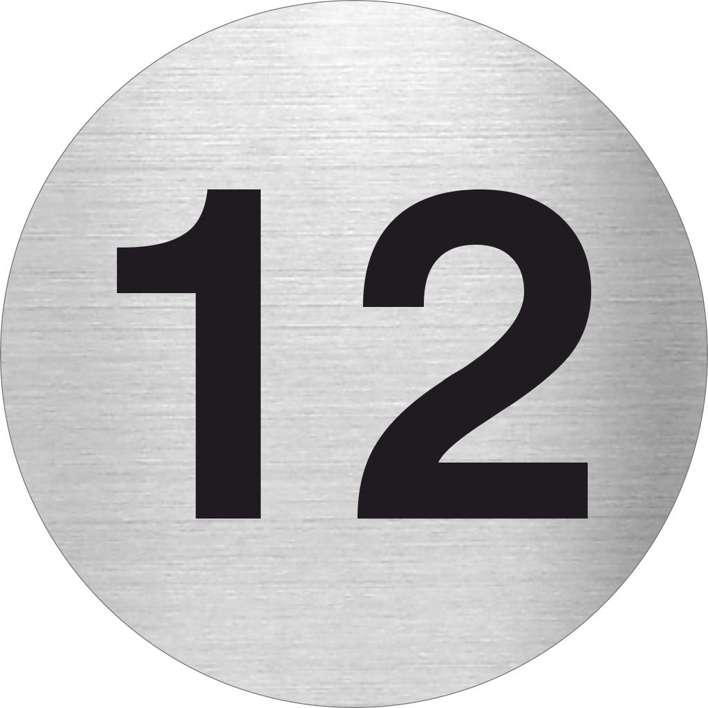 Piktogramm Zahl 12 aus Edelstahl Piktogramm Zahl 12 www.abstandshalter-online.com/ Ø60mm