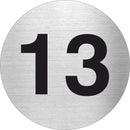 Piktogramm Zahl 13 aus Edelstahl Piktogramm Zahl 13 www.abstandshalter-online.com/ Ø60mm