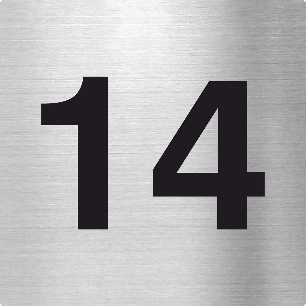 Piktogramm Zahl 14 aus Edelstahl Piktogramm Zahl 14 www.abstandshalter-online.com/ 70x70mm