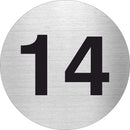 Piktogramm Zahl 14 aus Edelstahl Piktogramm Zahl 14 www.abstandshalter-online.com/ Ø60mm