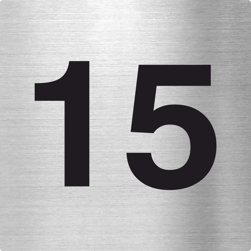 Piktogramm Zahl 15 aus Edelstahl Piktogramm Zahl 15 www.abstandshalter-online.com/ 70x70mm