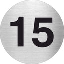 Piktogramm Zahl 15 aus Edelstahl Piktogramm Zahl 15 www.abstandshalter-online.com/ Ø60mm