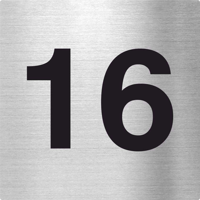 Piktogramm Zahl 16 aus Edelstahl Piktogramm Zahl 16 www.abstandshalter-online.com/ 70x70mm