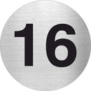 Piktogramm Zahl 16 aus Edelstahl Piktogramm Zahl 16 www.abstandshalter-online.com/ Ø60mm