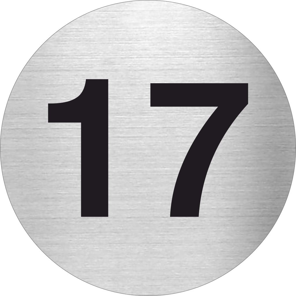 Piktogramm Zahl 17 aus Edelstahl Piktogramm Zahl 17 www.abstandshalter-online.com/ Ø60mm
