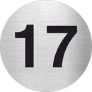 Piktogramm Zahl 17 aus Edelstahl Piktogramm Zahl 17 www.abstandshalter-online.com/ Ø60mm