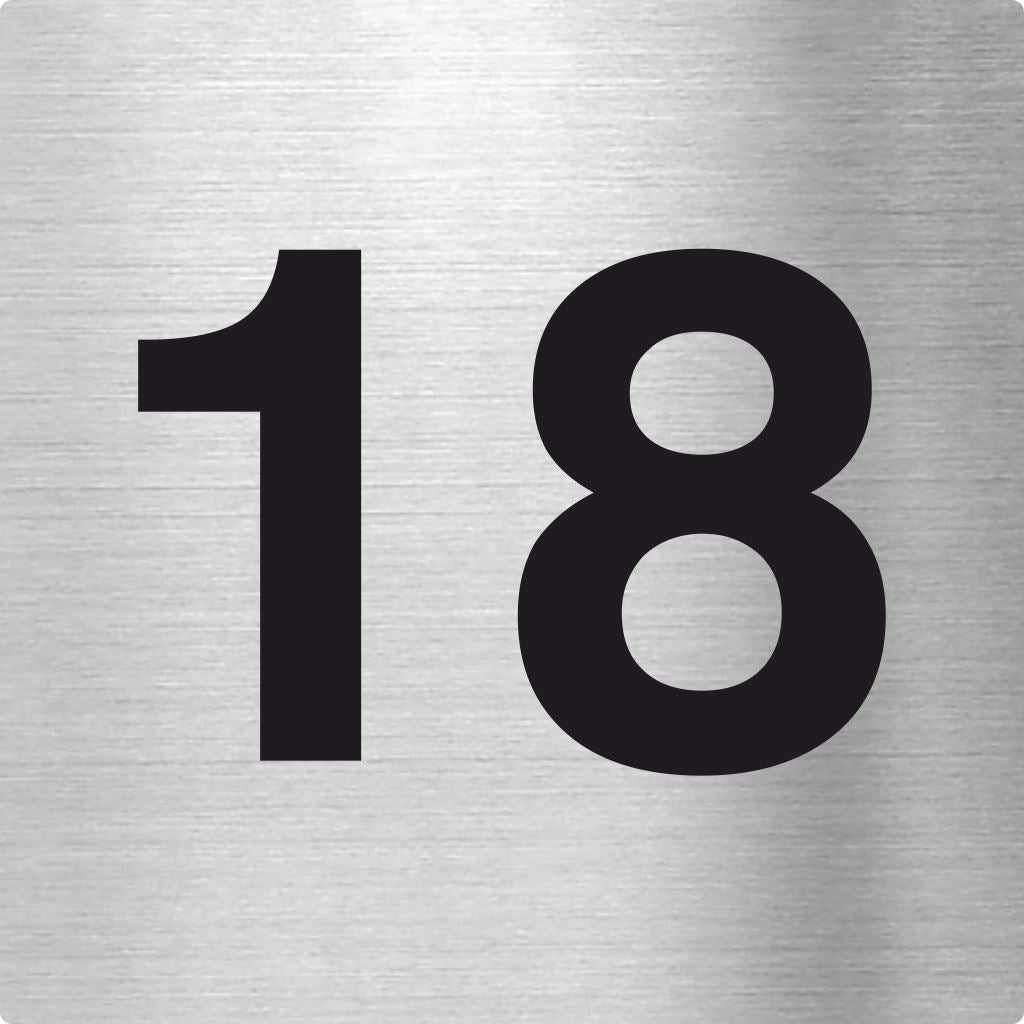 Piktogramm Zahl 18 aus Edelstahl Piktogramm Zahl 18 www.abstandshalter-online.com/ 70x70mm
