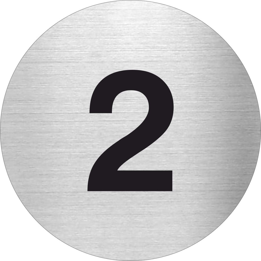 Piktogramm Zahl 2 aus Edelstahl Piktogramm Zahl 2 www.abstandshalter-online.com/ Ø60mm