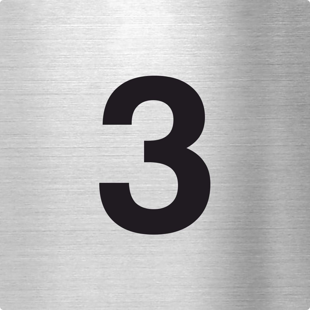 Piktogramm Zahl 3 aus Edelstahl Piktogramm Zahl 3 www.abstandshalter-online.com/ 70x70mm