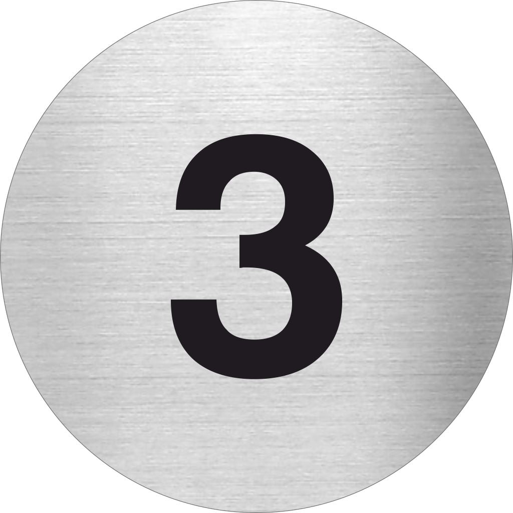 Piktogramm Zahl 3 aus Edelstahl Piktogramm Zahl 3 www.abstandshalter-online.com/ Ø60mm