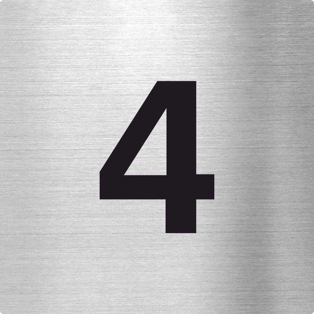 Piktogramme Zahl 4 aus Edelstahl Piktogramm Zahl 4 www.abstandshalter-online.com/ 70x70mm
