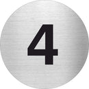 Piktogramme Zahl 4 aus Edelstahl Piktogramm Zahl 4 www.abstandshalter-online.com/ Ø60mm