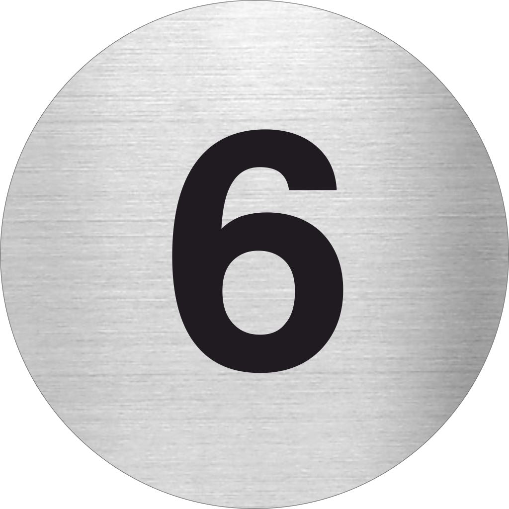 Piktogramm Zahl 6 aus Edelstahl Piktogramm Zahl 6 www.abstandshalter-online.com/ Ø60mm