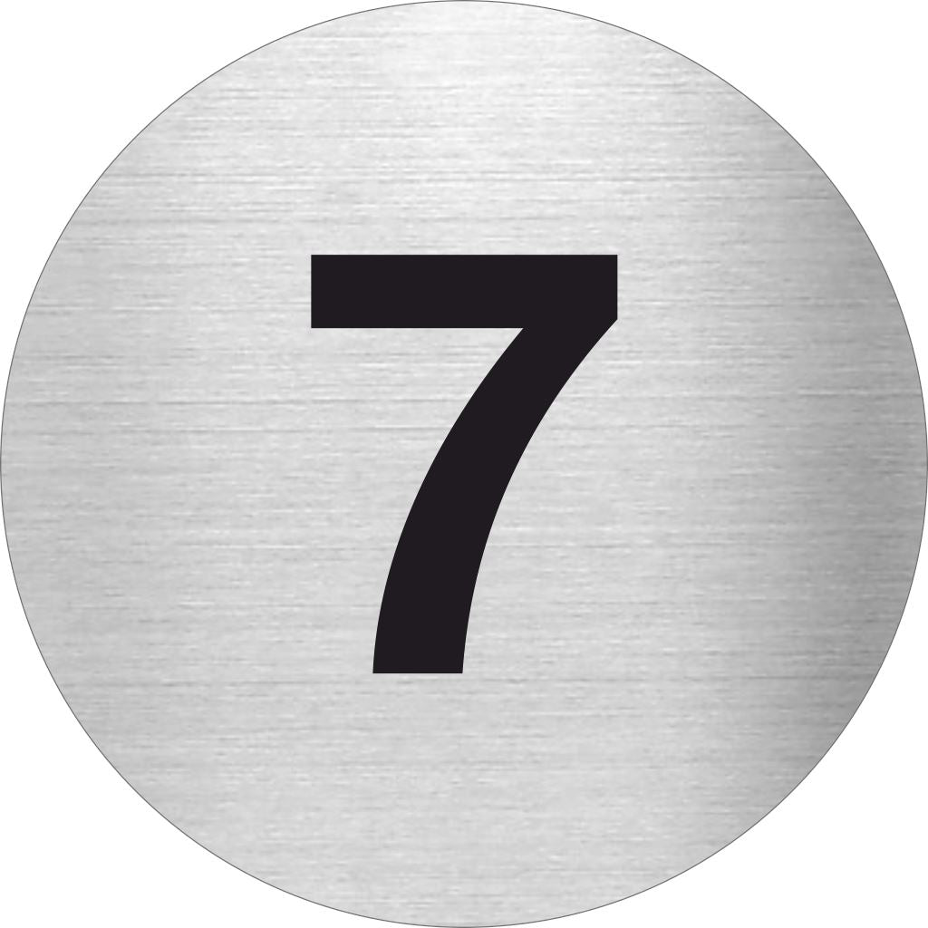 Piktogramm Zahl 7 aus Edelstahl Piktogramm Zahl 7 www.abstandshalter-online.com/ Ø60mm