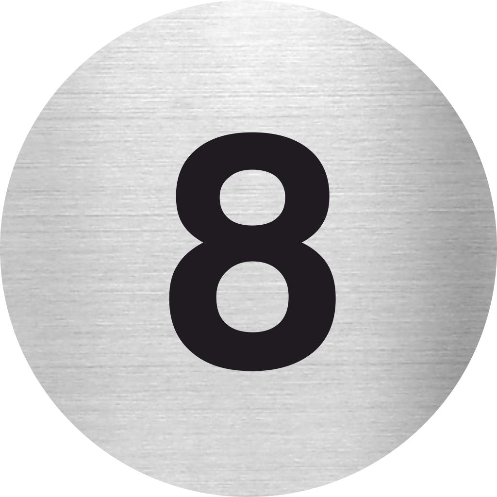 Piktogramm Zahl 8 aus Edelstahl Piktogramm Zahl 8 www.abstandshalter-online.com/ Ø60mm