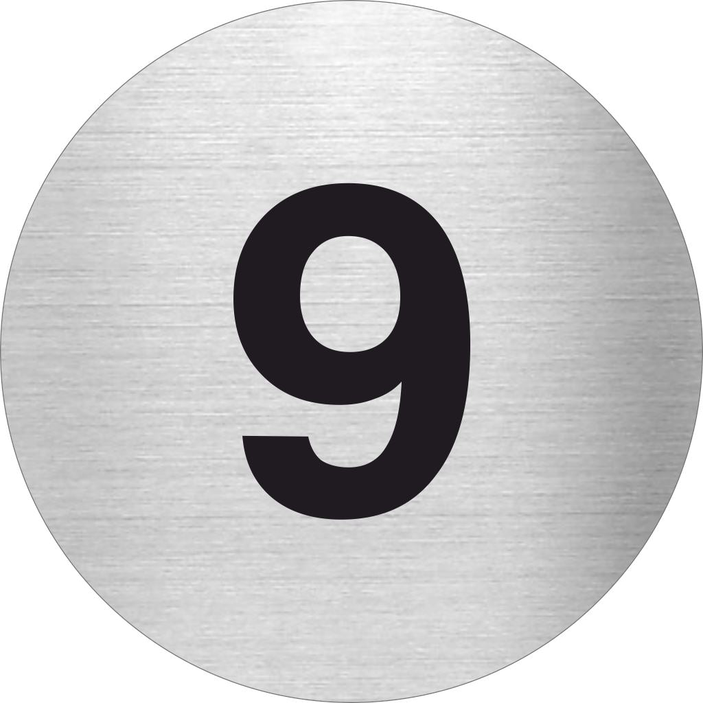 Piktogramm Zahl 9 aus Edelstahl Piktogramm Zahl 9 www.abstandshalter-online.com/ Ø60mm