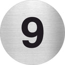 Piktogramm Zahl 9 aus Edelstahl Piktogramm Zahl 9 www.abstandshalter-online.com/ Ø60mm