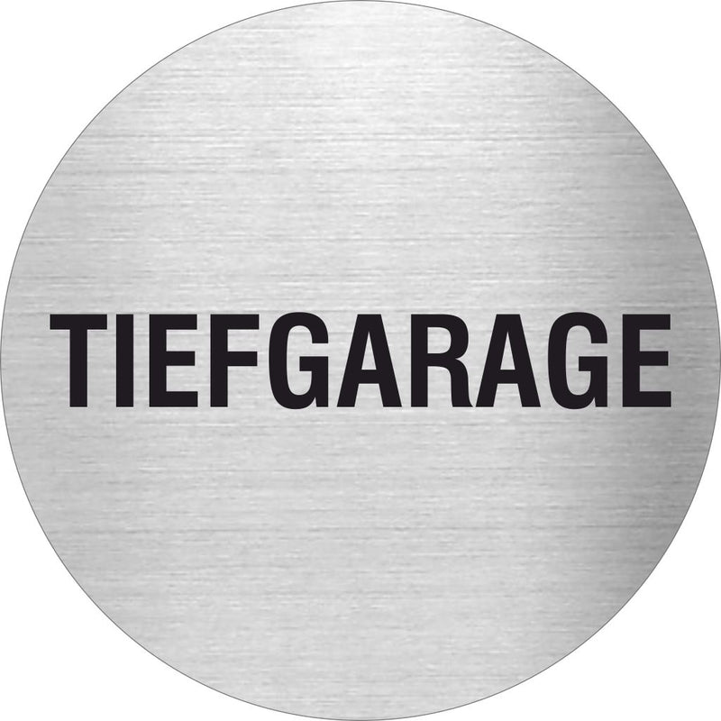 Pikto Tiefgarage Edelstahl Piktogramm Tiefgarage www.abstandshalter-online.com/ Ø60mm 