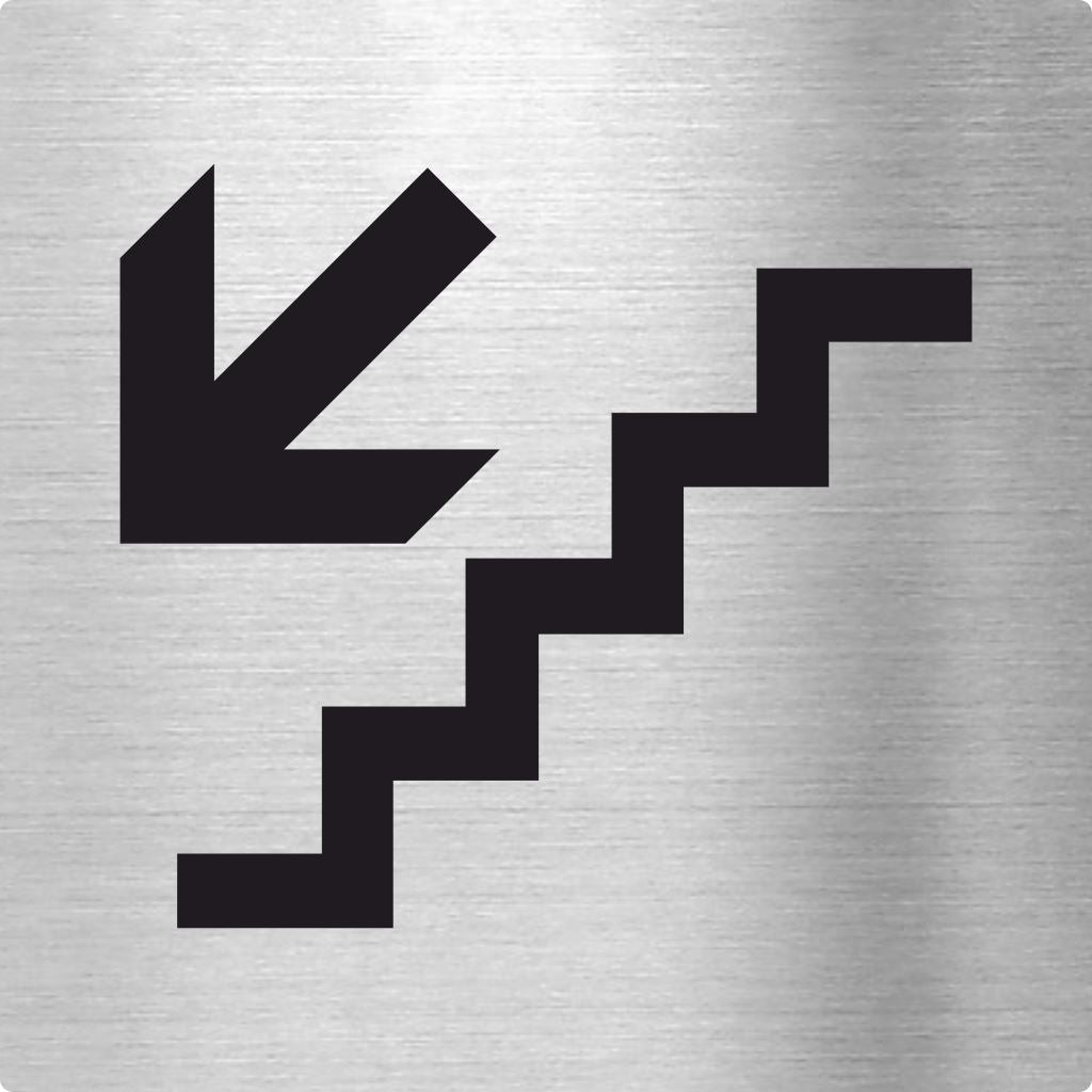 Piktogramm Treppe abwärts aus Edelstahl Piktogramm Treppe abwärts 