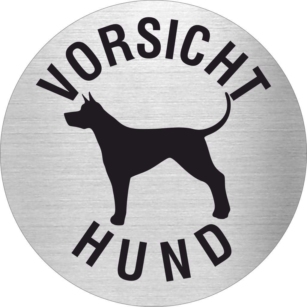 Piktogramm Vorsicht Hund aus Edelstahl Piktogramm Vorsicht Hund 