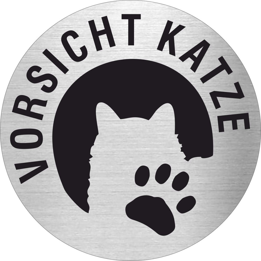 Piktogramm Vorsicht Katze aus Edelstahl Piktogramm Vorsicht Katze 