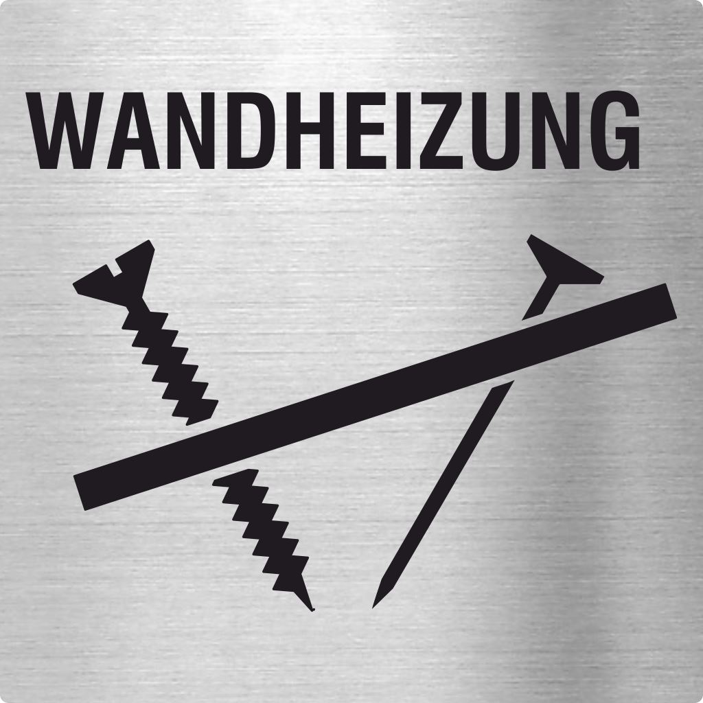 Piktogramm Wandheizung aus Edelstahl Piktogramm Wandheizung www.abstandshalter-online.com/ 70x70mm 
