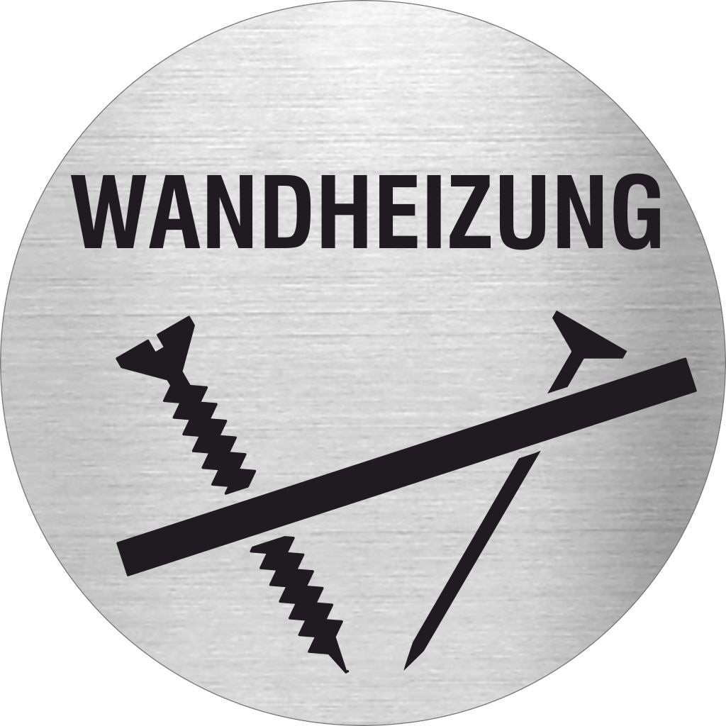 Piktogramm Wandheizung aus Edelstahl Piktogramm Wandheizung www.abstandshalter-online.com/ Ø60mm 