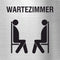 Piktogramm Wartezimmer Piktogramm und Text aus Edelstahl  www.abstandshalter-online.com/ 70x70mm 