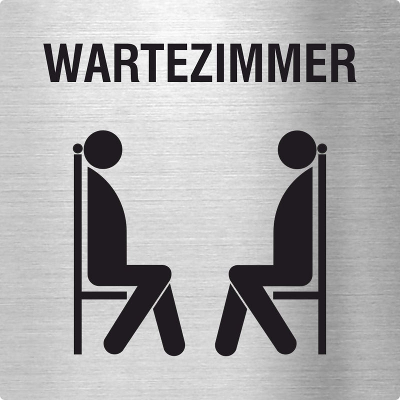 Piktogramm Wartezimmer Piktogramm und Text aus Edelstahl  www.abstandshalter-online.com/ 70x70mm 