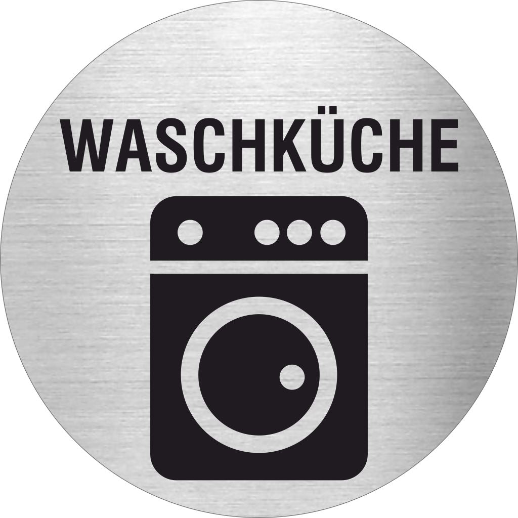 Piktogramm Waschküche aus Edelstahl Piktogramm Waschküche www.abstandshalter-online.com/ Ø60mm 